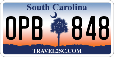 SC license plate OPB848