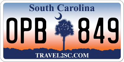 SC license plate OPB849