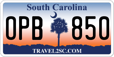 SC license plate OPB850
