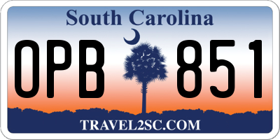 SC license plate OPB851