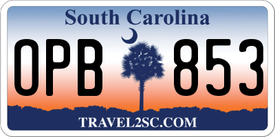 SC license plate OPB853
