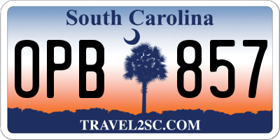SC license plate OPB857