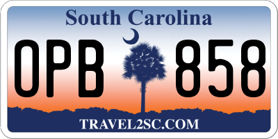 SC license plate OPB858