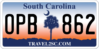 SC license plate OPB862
