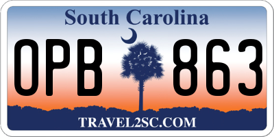 SC license plate OPB863