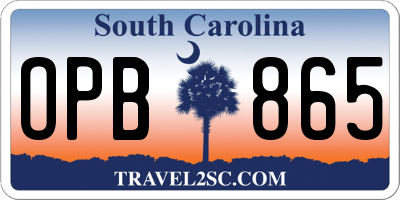 SC license plate OPB865