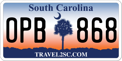 SC license plate OPB868