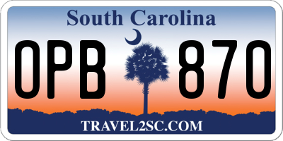 SC license plate OPB870