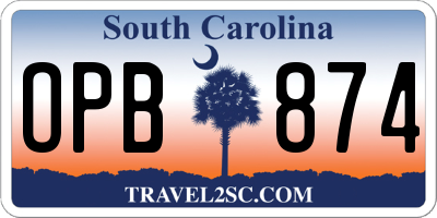 SC license plate OPB874