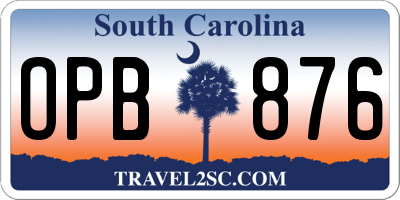 SC license plate OPB876