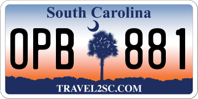 SC license plate OPB881