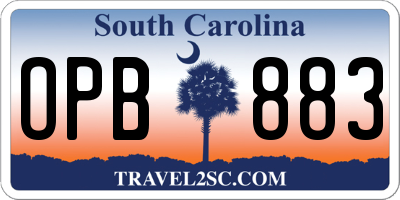 SC license plate OPB883