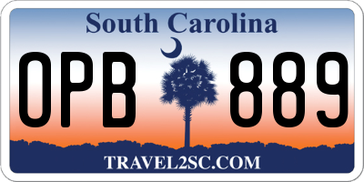 SC license plate OPB889
