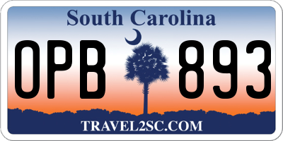 SC license plate OPB893