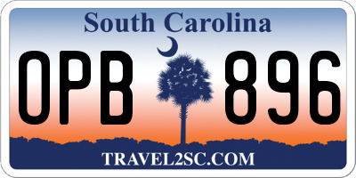 SC license plate OPB896