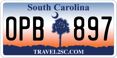 SC license plate OPB897