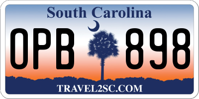SC license plate OPB898