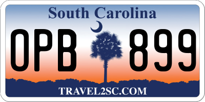 SC license plate OPB899