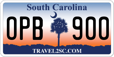 SC license plate OPB900