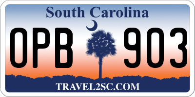 SC license plate OPB903