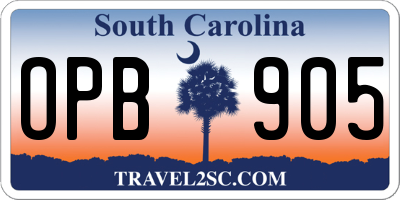 SC license plate OPB905