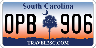 SC license plate OPB906