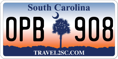 SC license plate OPB908