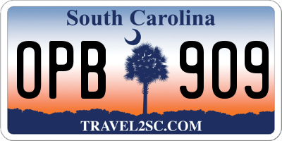 SC license plate OPB909