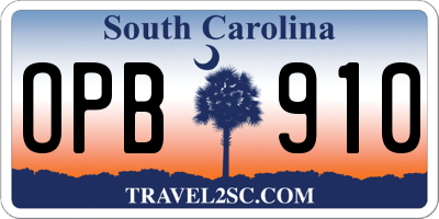 SC license plate OPB910