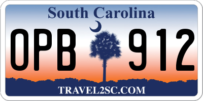 SC license plate OPB912