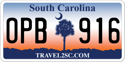 SC license plate OPB916
