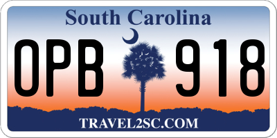 SC license plate OPB918