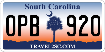 SC license plate OPB920