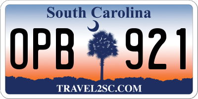 SC license plate OPB921
