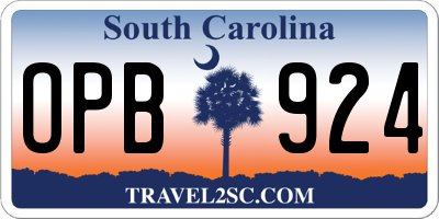 SC license plate OPB924