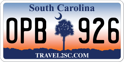 SC license plate OPB926