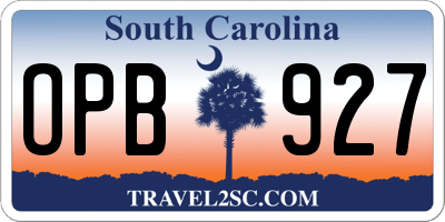 SC license plate OPB927