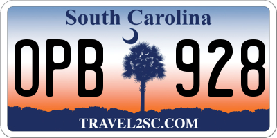 SC license plate OPB928