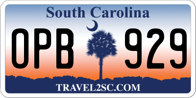 SC license plate OPB929