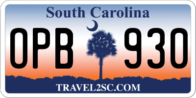 SC license plate OPB930