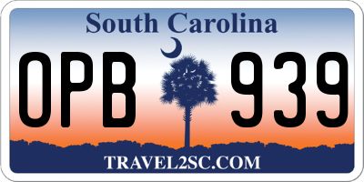 SC license plate OPB939