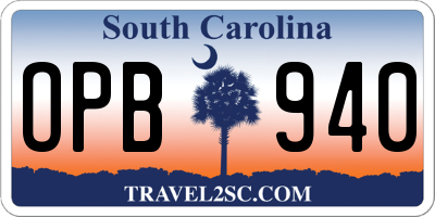 SC license plate OPB940