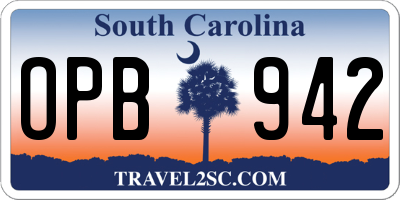 SC license plate OPB942