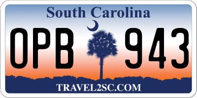 SC license plate OPB943