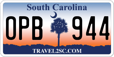 SC license plate OPB944