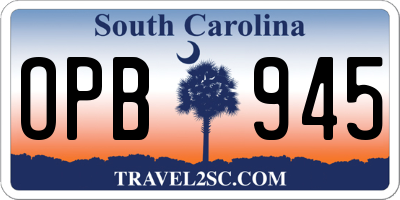 SC license plate OPB945