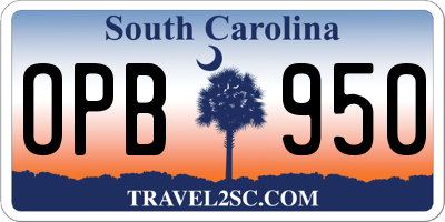 SC license plate OPB950