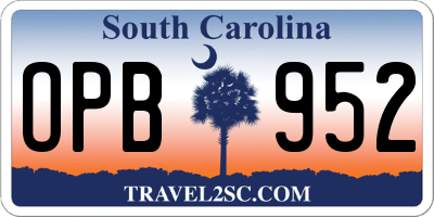 SC license plate OPB952