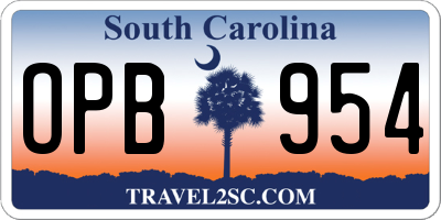 SC license plate OPB954