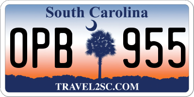 SC license plate OPB955